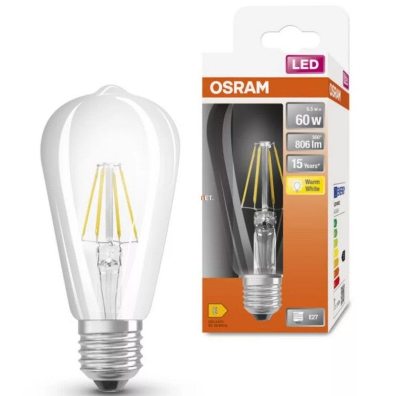 Osram ST64 Lichtbron F-LED ST6460H 6,5W 827 E27 Helder