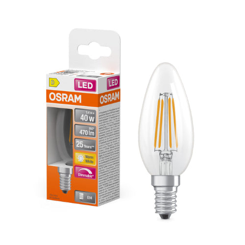 Osram F-LED Dimbare Kaarslamp CLB40H Helder 3,4W 827 E14