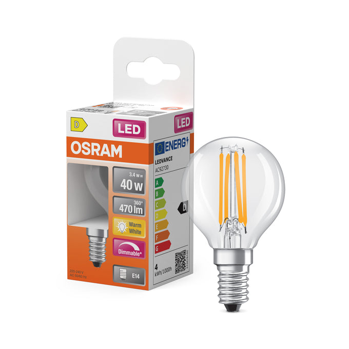 Osram Kogellamp dimbaar F-LED CLP40H DIM 3,4W 827 E14 Helder