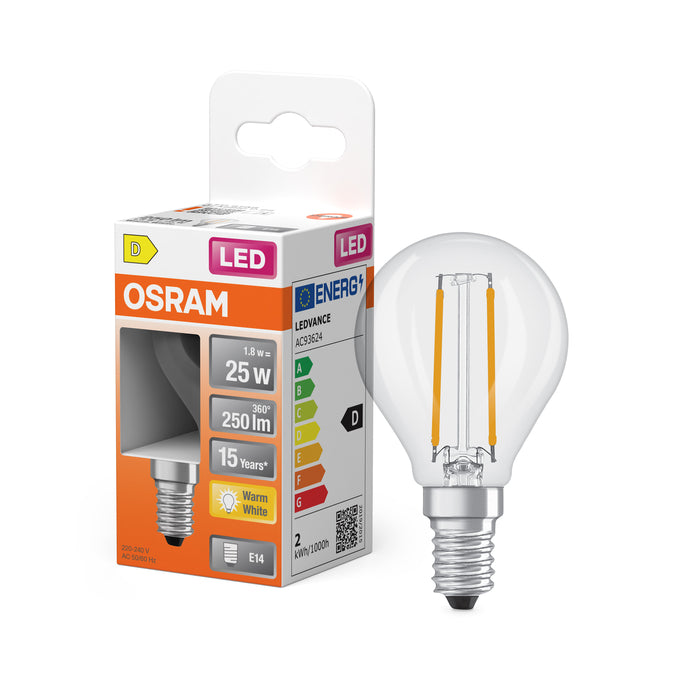 Osram Kogellamp Led Kogellamp F-LED CLP25H 1,8W 827 E14 Helder