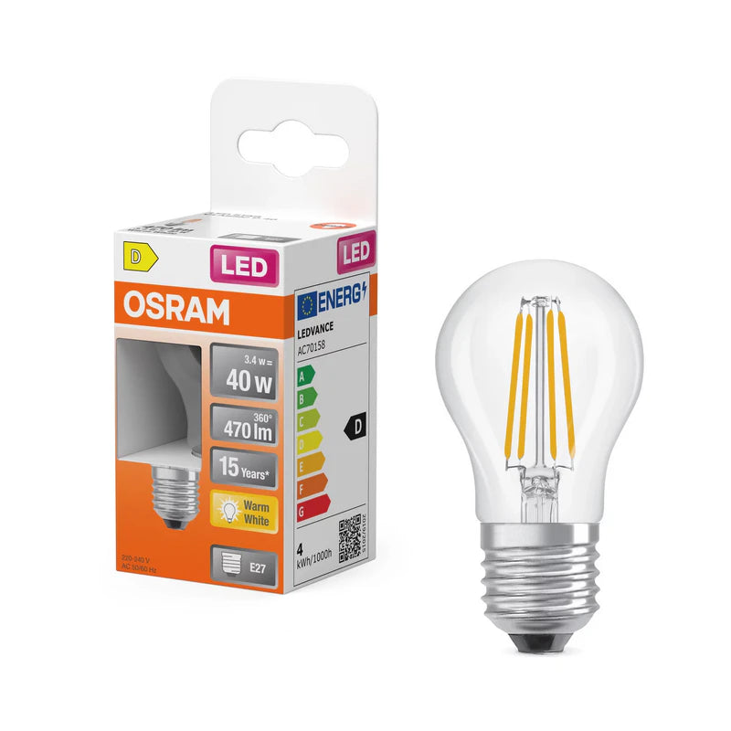 Osram Kogellamp F-LED CLP40H 3,4W 827 E27 Helder
