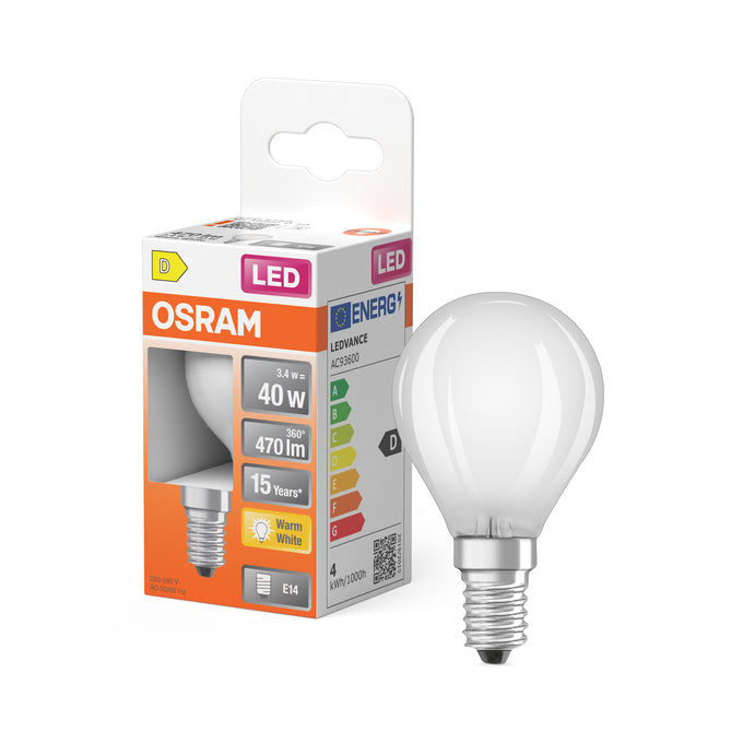 Osram Filament LED Kogellamp 3,4W/40W E14 Mat F-LED
