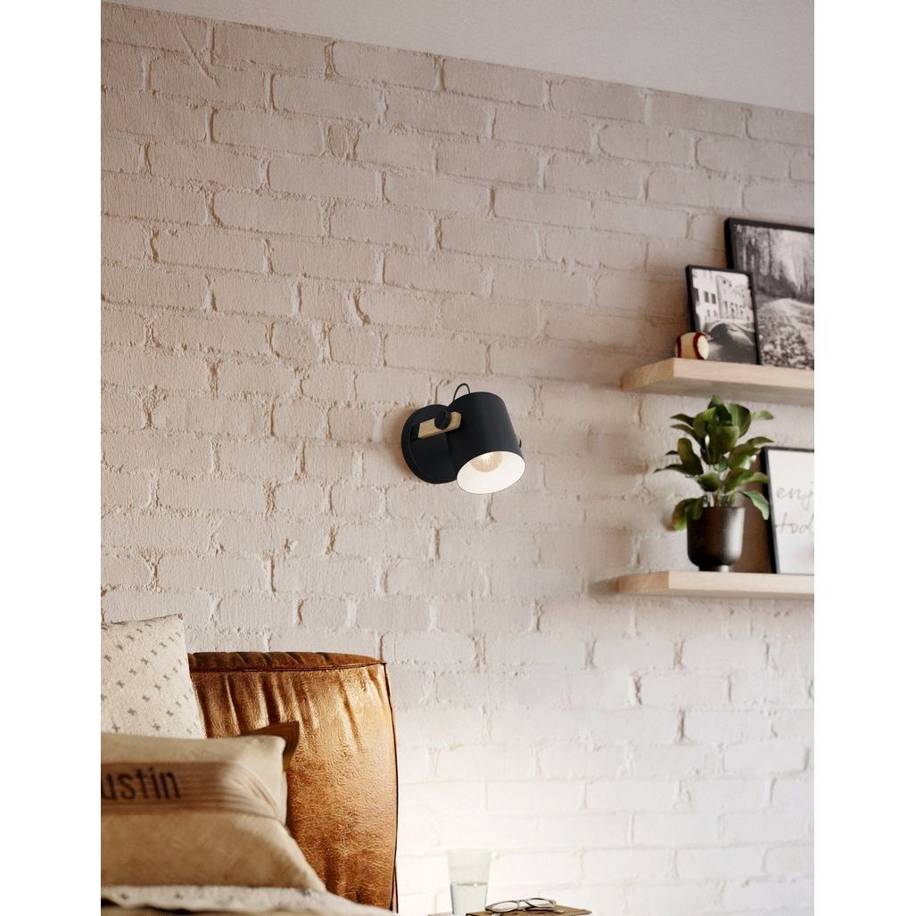 Hornwood Wandlamp Zwart/Hout model NU: - De Smid Verlichting