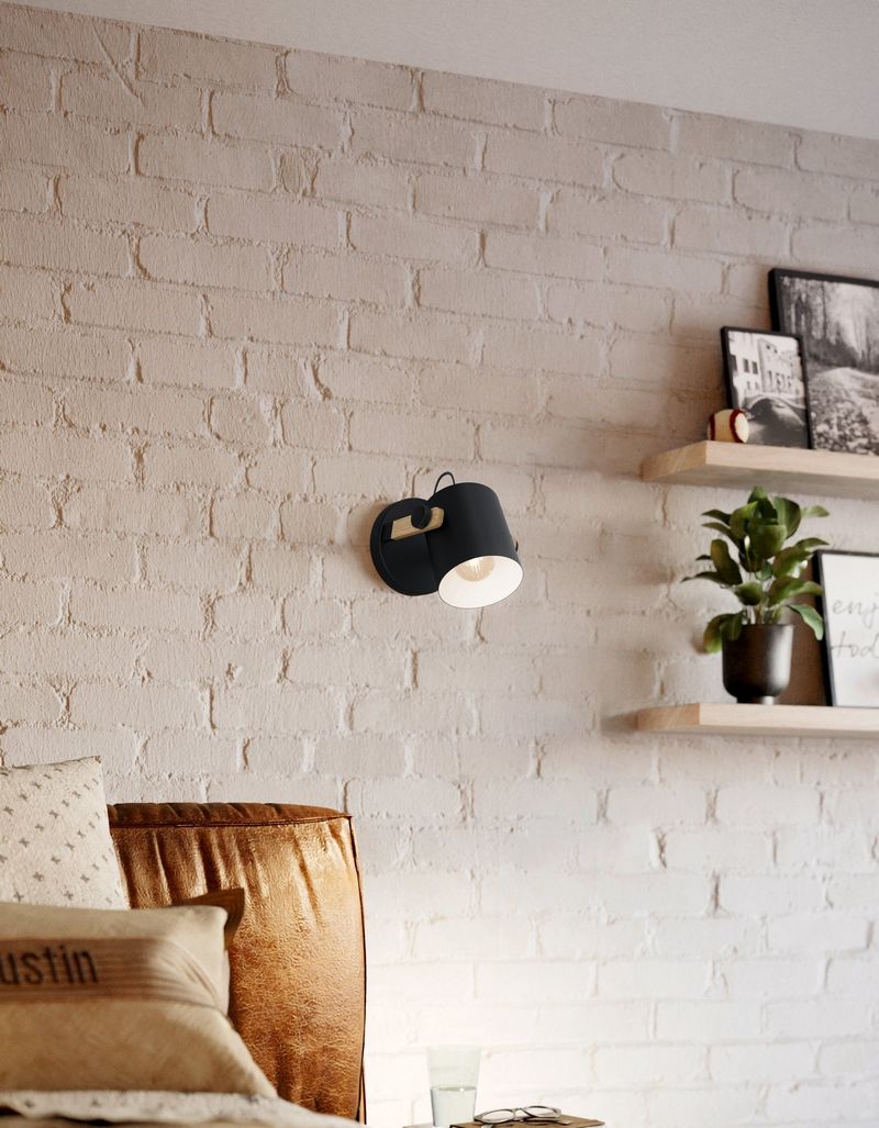 Hornwood Wandlamp Zwart/Hout model NU: