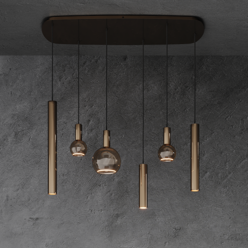 Ztahl 4316-Quartz Riva Deens Ovaal 6-Lichts Hanglamp