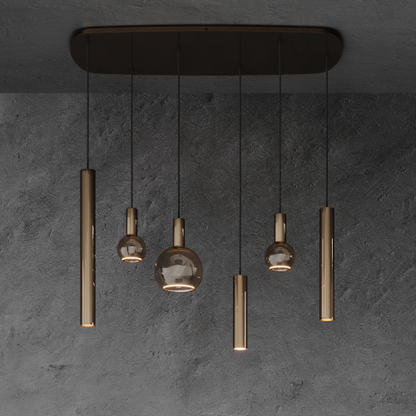 Ztahl 4316-Quartz Riva Deens Ovaal 6-Lichts Hanglamp