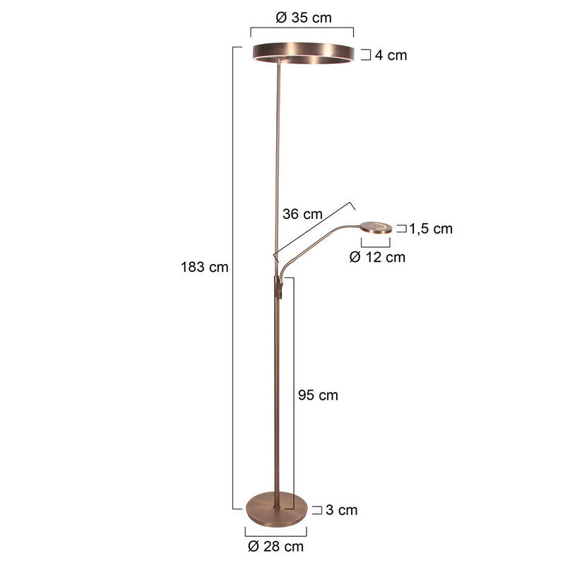 Steinhauer Soleil 2 Vloerlamp Uplight met Zijarm Brons