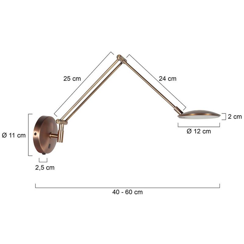 Steinhauer Wandlamp Zenith2 Brons 4392BR met pushdimmer en afstandsbediening