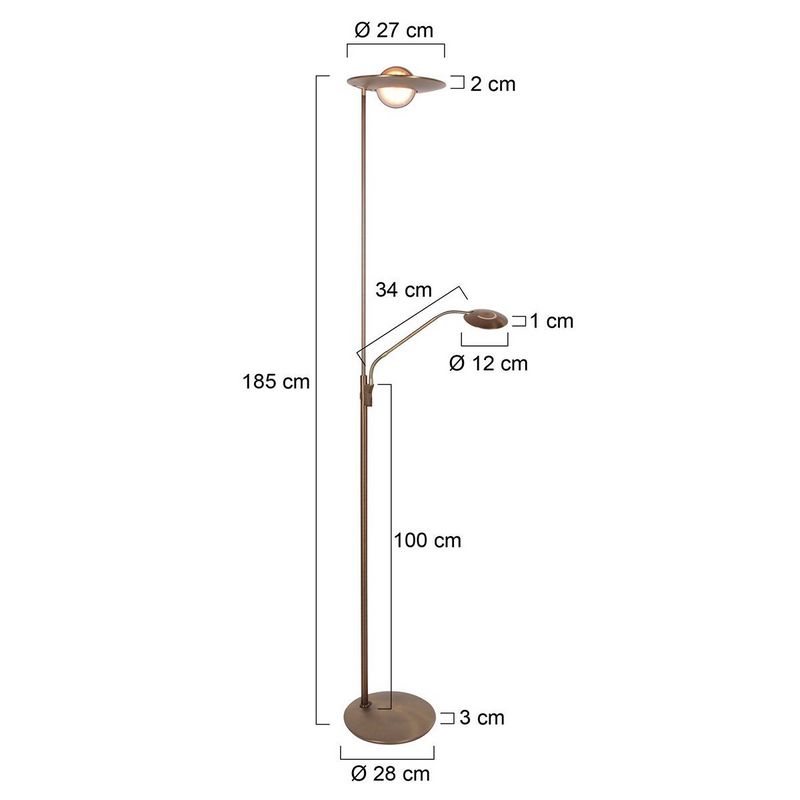 Steinhauer Vloerlamp Zenith2 Brons met Afstandsbediening 4394BR