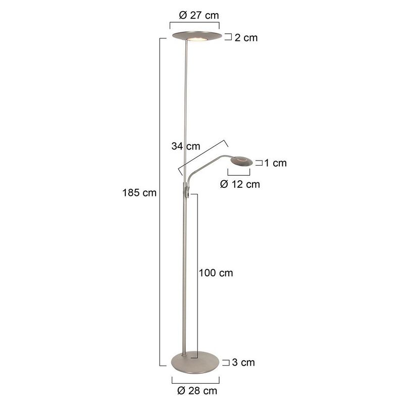 Steinhauer Vloerlamp Zenith2 Staal met Afstandsbediening 4394ST
