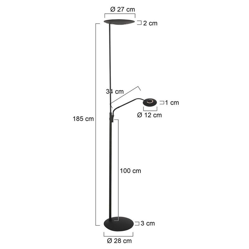Steinhauer Vloerlamp Zenith2 Zwart met Afstandsbediening 4394ZW
