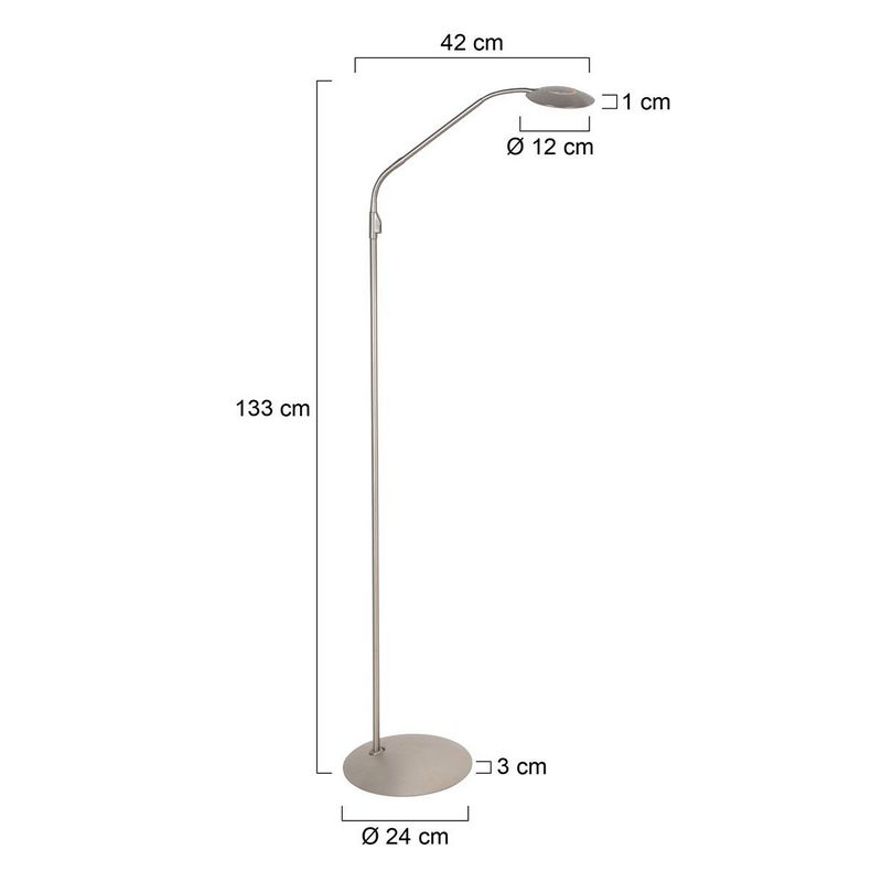 Steinhauer Vloerlamp Zenith2 Satijn Staal 4395ST met push dimmer en afstandsbediening