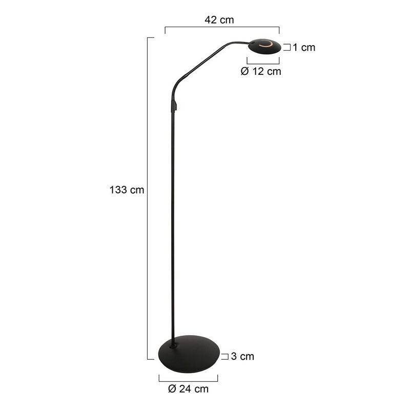 Steinhauer Vloerlamp Zenith2 Mat Zwart 4395ZW met push dimmer en afstandsbediening
