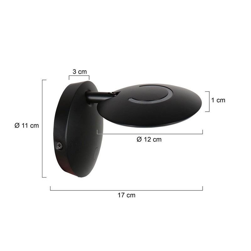 Steinhauer Wandlamp Zenith2 Zwart 4396ZW met pushdimmer en afstandsbediening