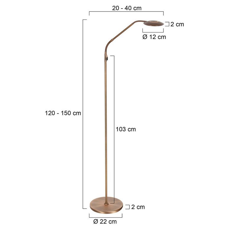 Steinhauer Zenith 2 accu Vloerlamp 4398BR Geborsteld Brons met Flexarm