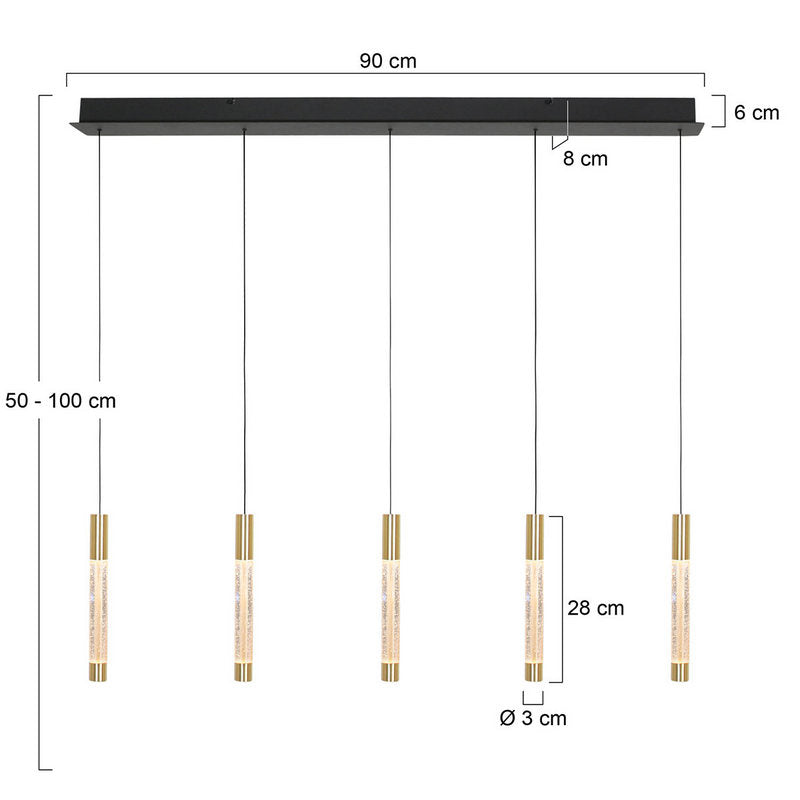 Steinhauer Alisio 5-lichts Hanglamp – Balk Goud/Zwart