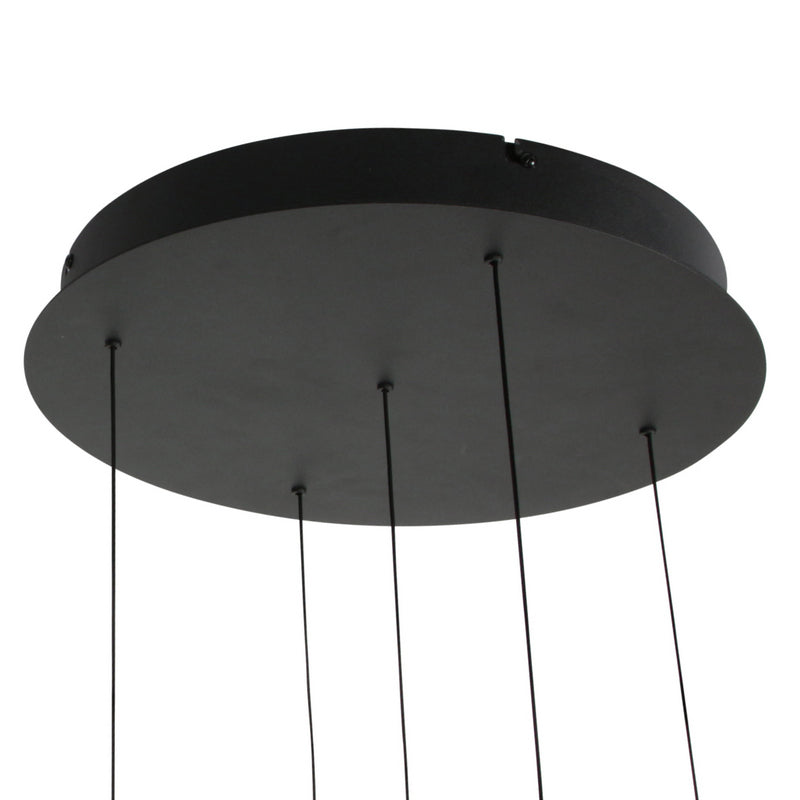 Steinhauer Alisio 5-lichts Hanglamp – Ronde Plaat Mat Goud/Zwart