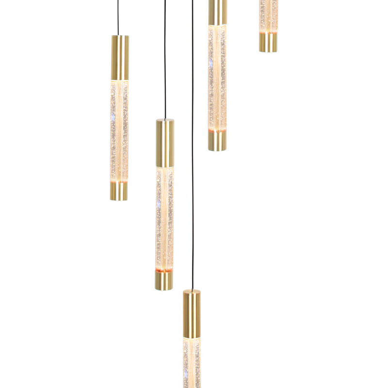 Steinhauer Alisio 5-lichts Hanglamp – Ronde Plaat Mat Goud/Zwart