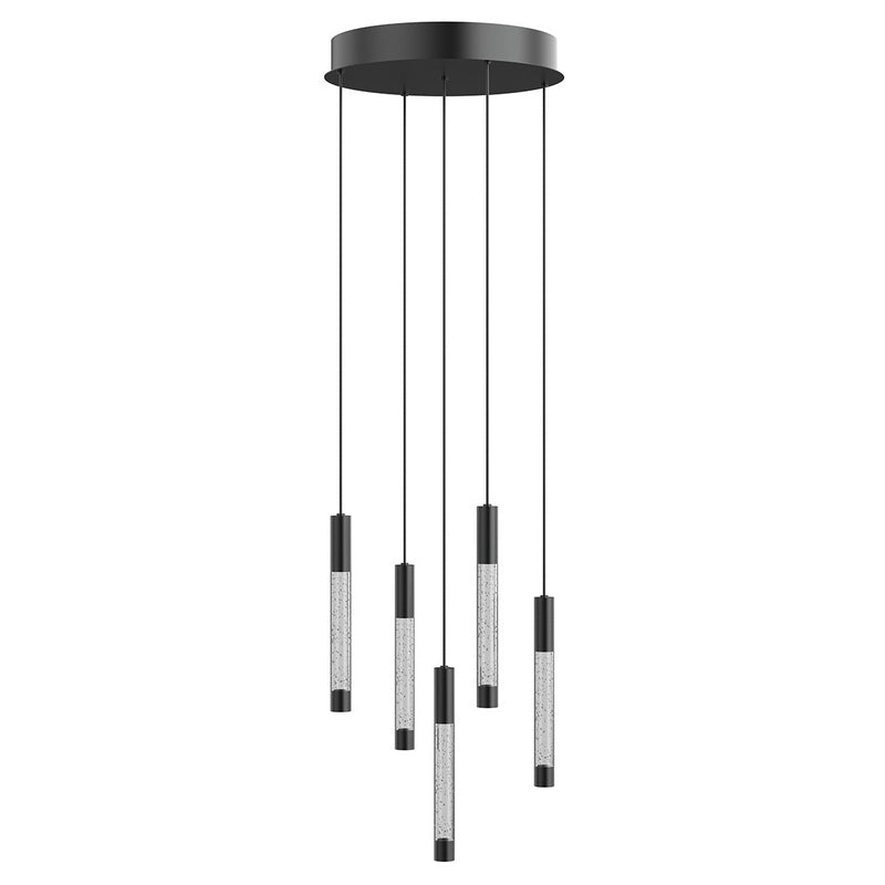 Steinhauer Alisio 5-lichts Hanglamp – Ronde Plaat Mat Zwart/Zwart