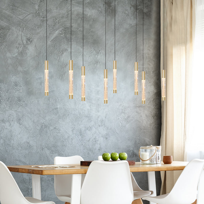 Steinhauer Alisio 8-lichts Hanglamp – Rechte Plaat Goud/Zwart