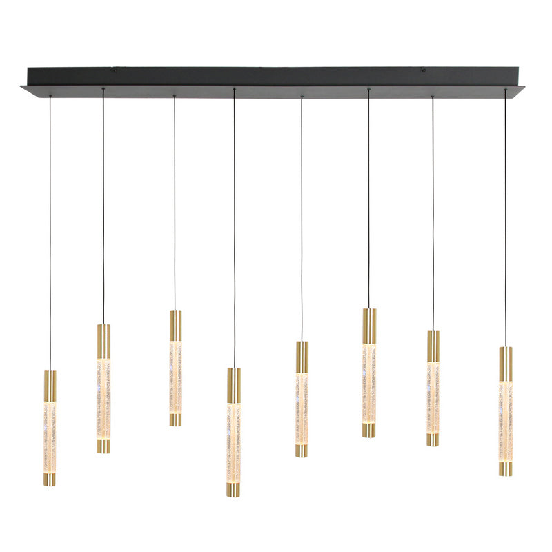 Steinhauer Alisio 8-lichts Hanglamp – Rechte Plaat Goud/Zwart