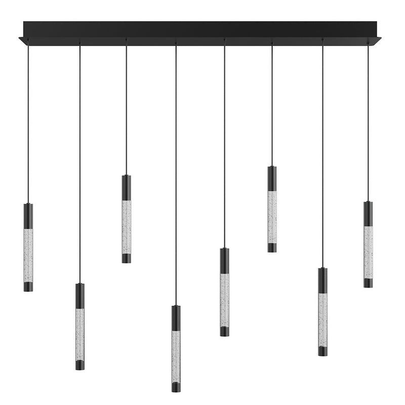 Steinhauer Alisio 8-lichts Hanglamp – Rechte Plaat Zwart/Zwart