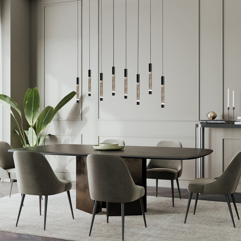 Steinhauer Alisio 8-lichts Hanglamp – Rechte Plaat Zwart/Zwart