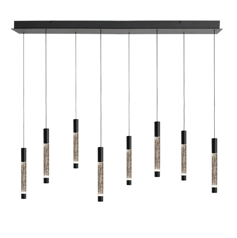 Steinhauer Alisio 8-lichts Hanglamp – Rechte Plaat Zwart/Zwart