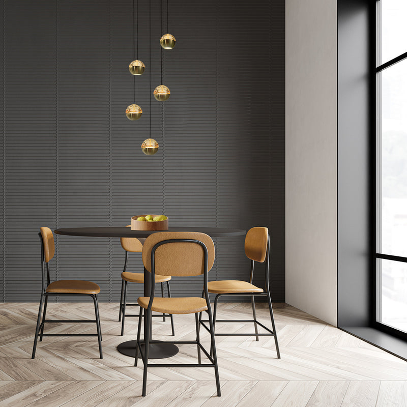 Steinhauer Belluno 5-lichts Hanglamp – Ronde Plaat Mat Goud/Zwart