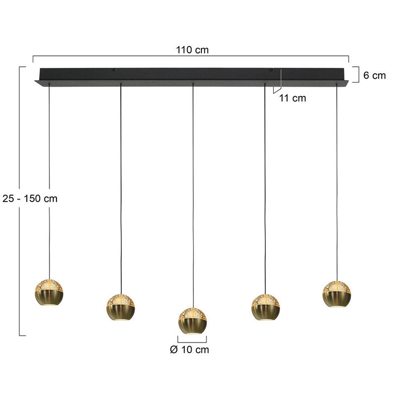 Steinhauer Belluno 5-lichts Hanglamp – Balk Goud/Zwart