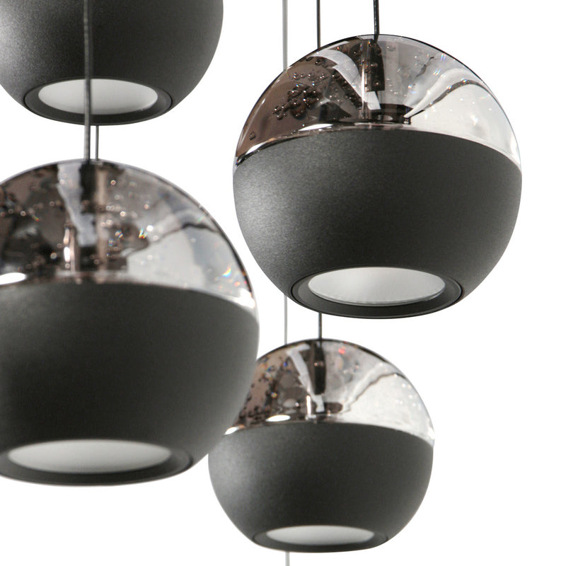 Steinhauer Belluno 8-lichts Hanglamp – Rechte Plaat Zwart/Zwart