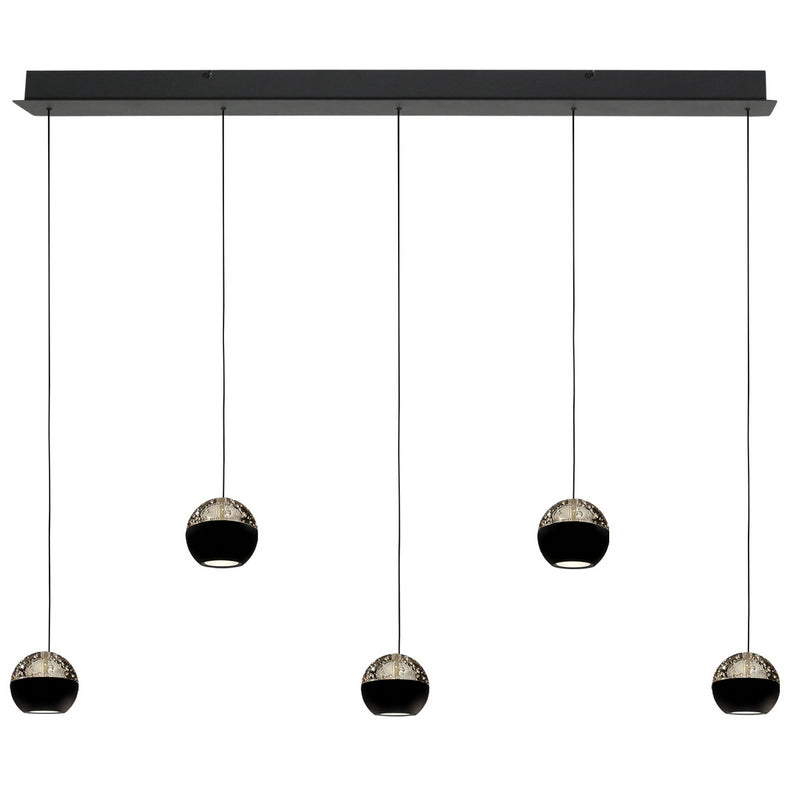 Steinhauer Belluno 5-lichts Hanglamp – Balk Zwart/Zwart