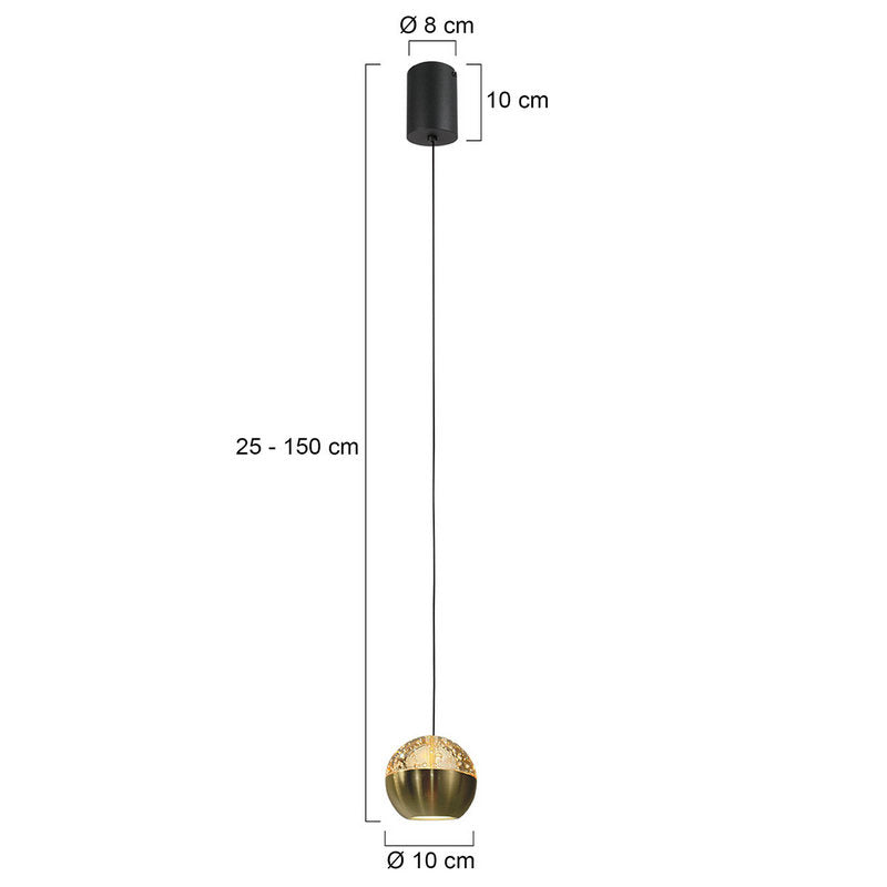 Steinhauer Belluno 1-lichts Hanglamp – Ronde Plaat Mat Goud/Zwart