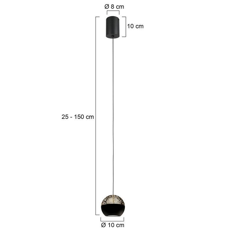 Steinhauer Belluno 1-lichts Hanglamp – Ronde Plaat Mat Zwart/Zwart