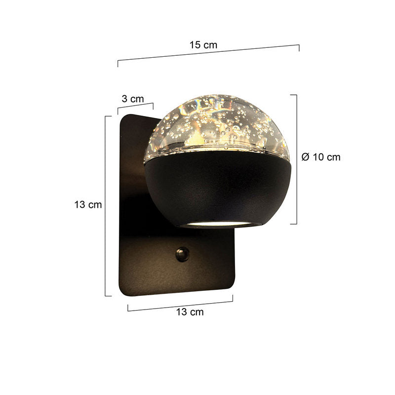 Steinhauer Belluno 1-lichts Wandlamp Mat Zwart/Zwart