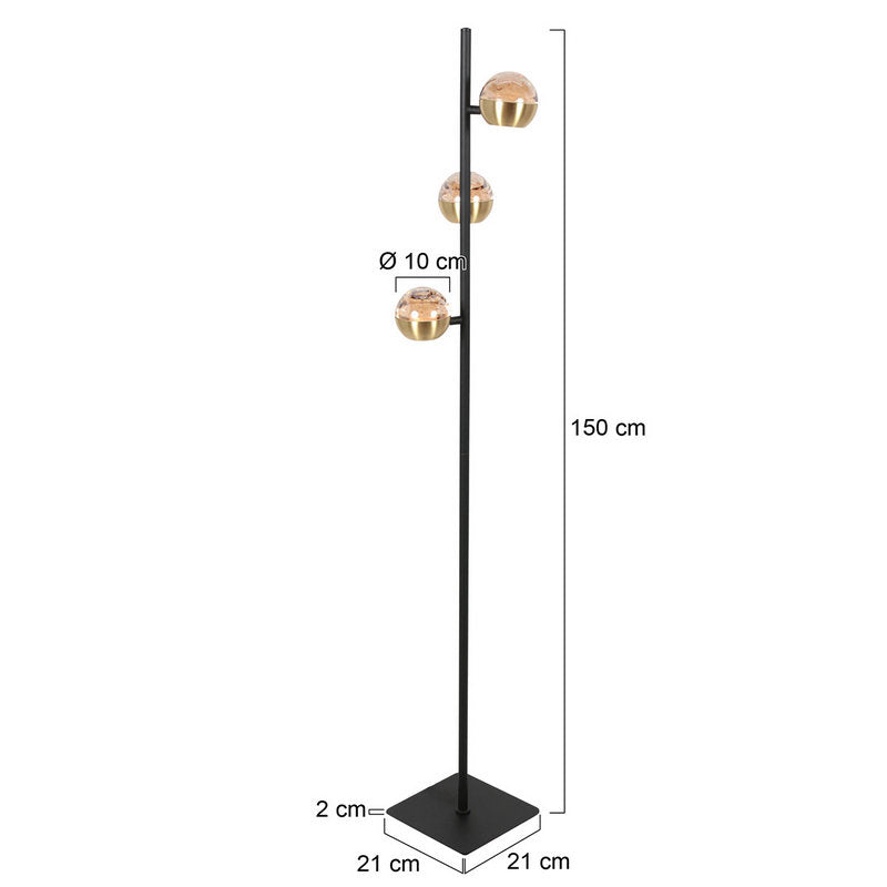 Steinhauer Belluno 3-lichts Vloerlamp Mat Goud/Zwart