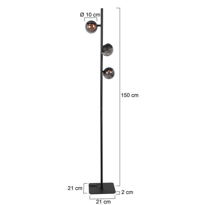 Steinhauer Belluno 3-lichts Vloerlamp Mat Zwart/Zwart
