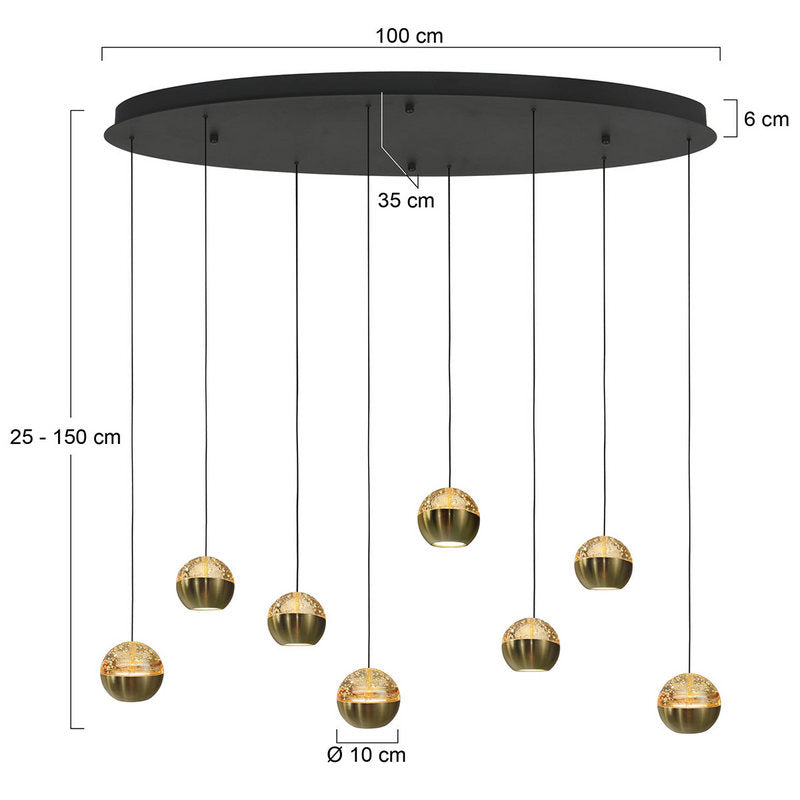 Steinhauer Belluno 8-lichts Hanglamp – Ovaal Goud/Zwart