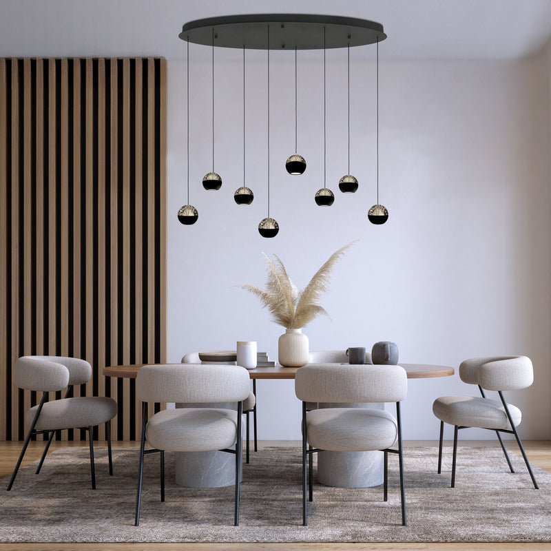 Steinhauer Belluno 8-lichts Hanglamp – Ovaal Zwart/Zwart