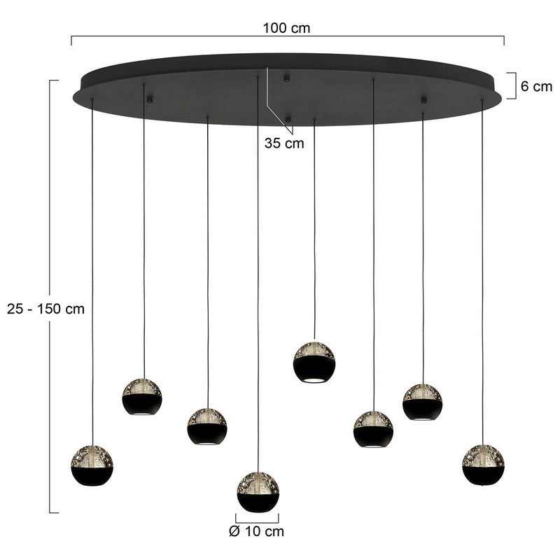 Steinhauer Belluno 8-lichts Hanglamp – Ovaal Zwart/Zwart