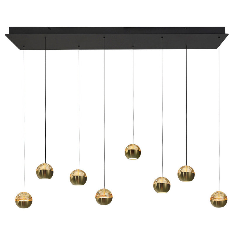 Steinhauer Belluno 8-lichts Hanglamp – Rechte Plaat Goud/Zwart