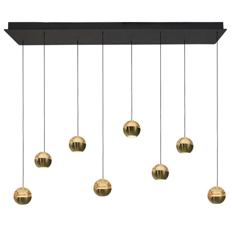 Steinhauer Belluno 8-lichts Hanglamp – Rechte Plaat Goud/Zwart