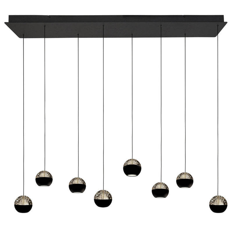 Steinhauer Belluno 8-lichts Hanglamp – Rechte Plaat Zwart/Zwart