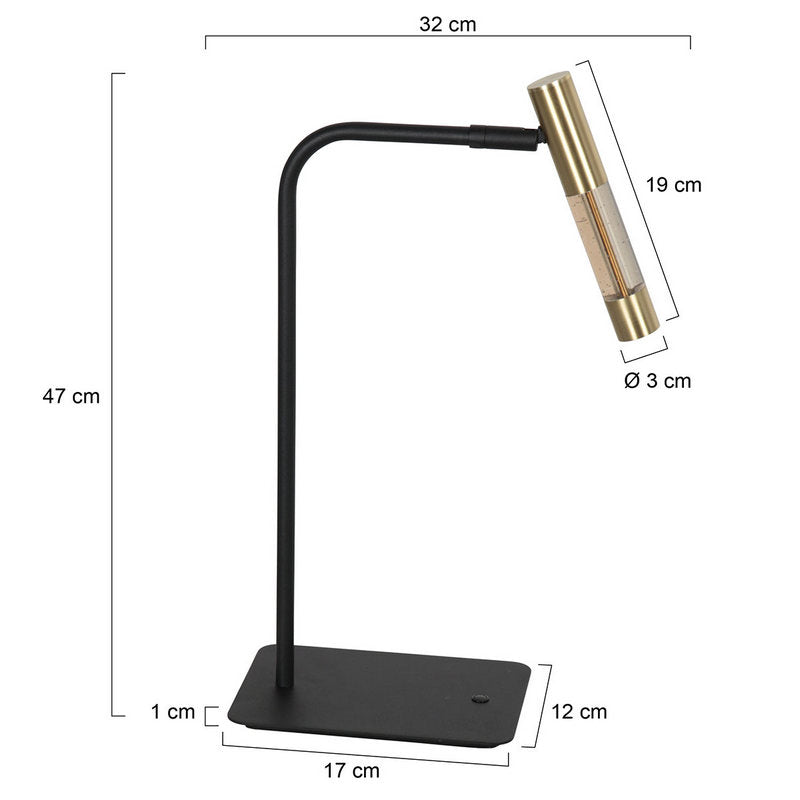 Steinhauer Alisio 1-lichts Tafellamp Mat Goud/Zwart