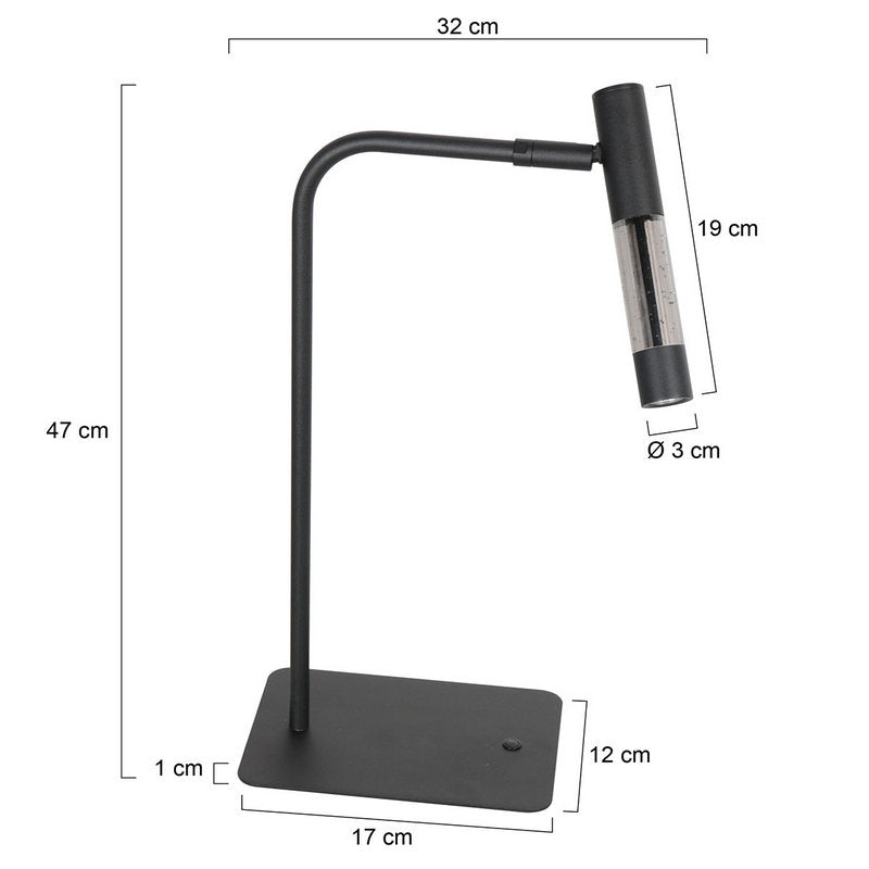 Steinhauer Alisio 1-lichts Tafellamp Mat Zwart/Zwart