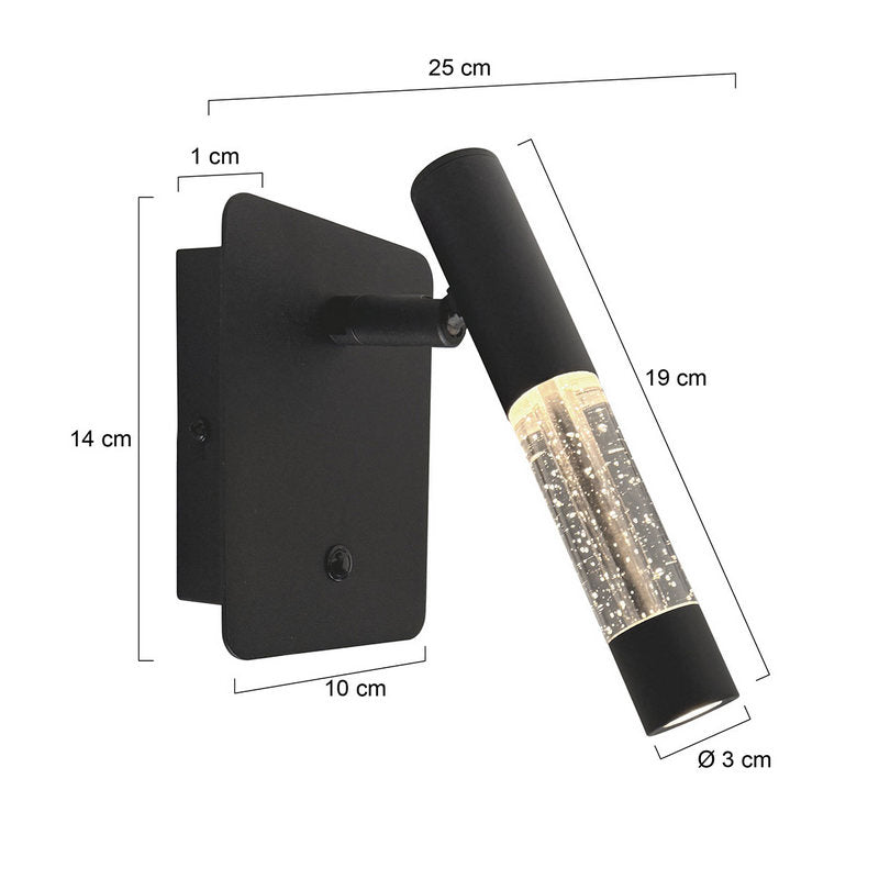 Steinhauer Alisio 1-lichts Wandlamp Mat Zwart/Zwart