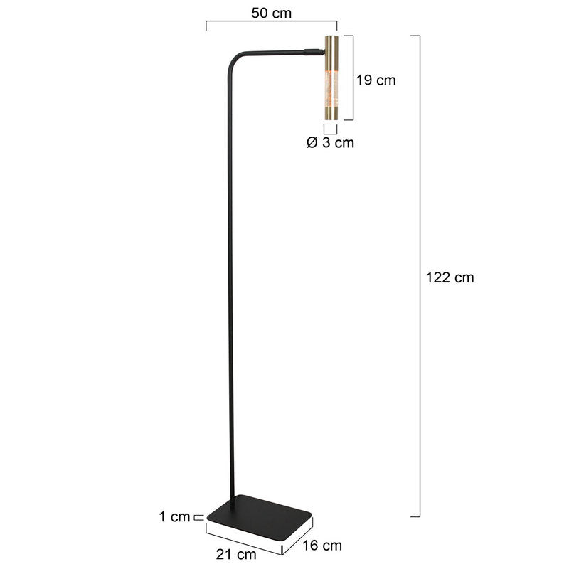 Steinhauer Alisio 1-Lichts Vloerlamp Mat Goud/Zwart 990Lumen