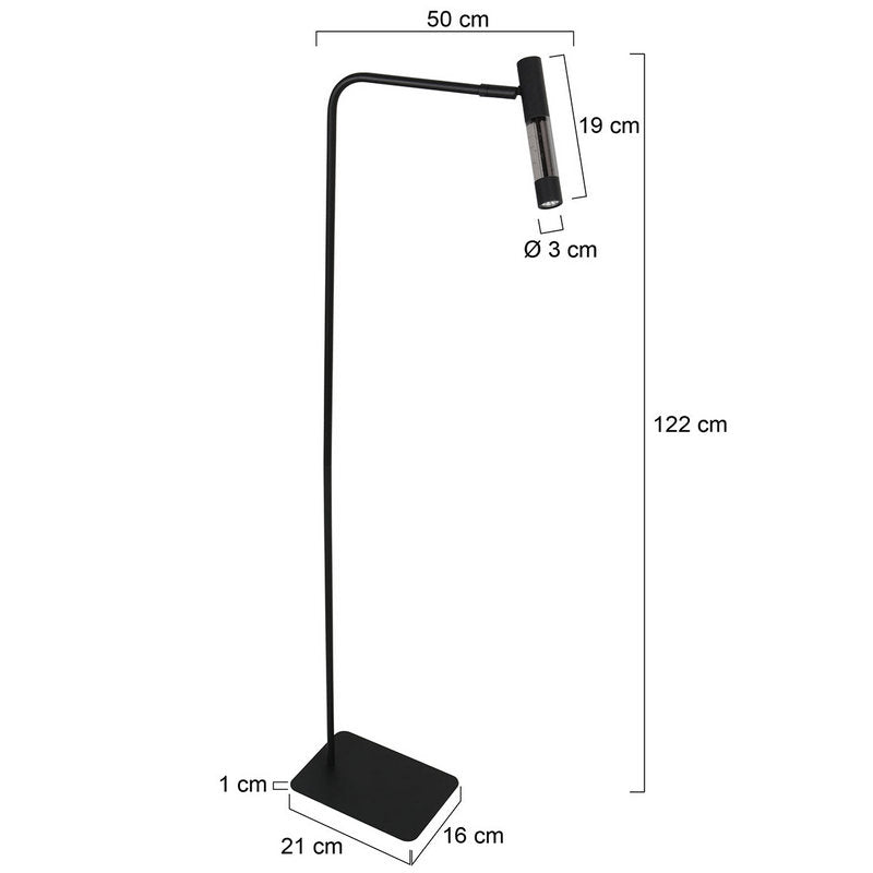 Steinhauer Alisio 1-Lichts Vloerlamp Mat Zwart/Zwart 990Lumen