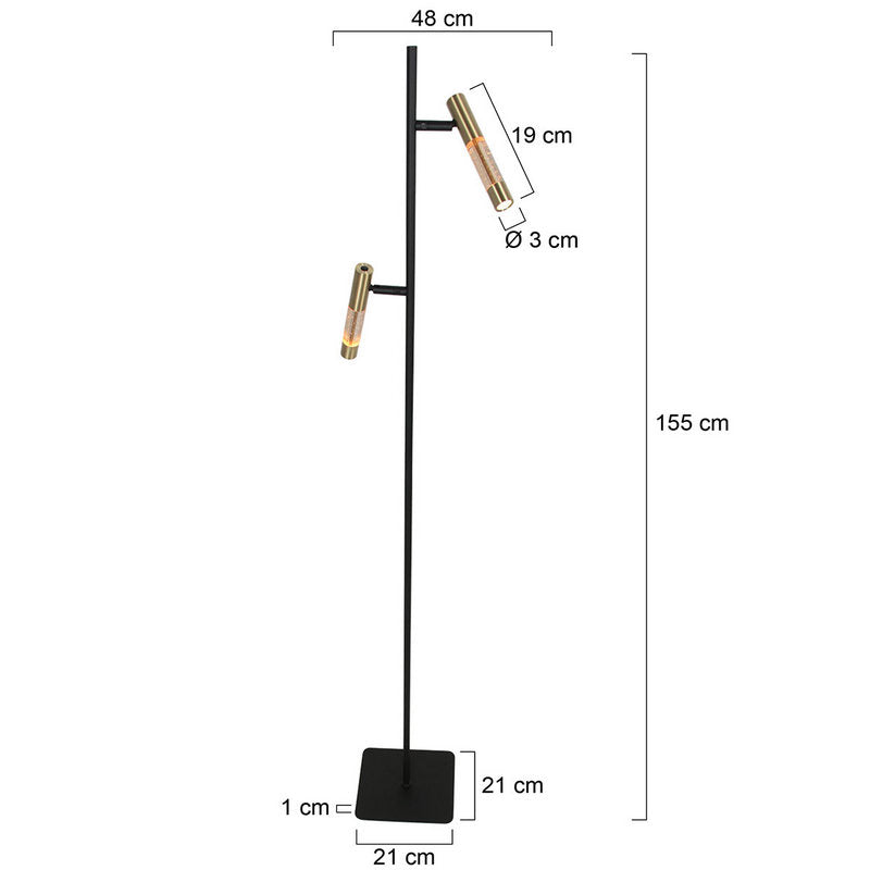 Steinhauer Alisio 2-Lichts Vloerlamp Mat Goud/Zwart 2 x 990Lumen