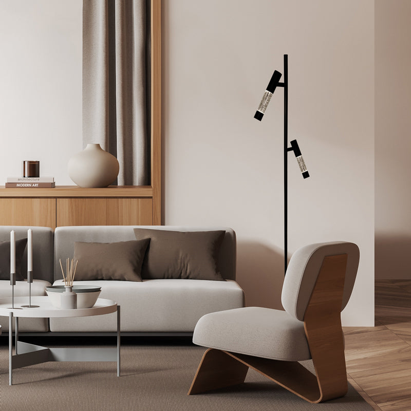 Steinhauer Alisio 2-Lichts Vloerlamp Mat Zwart/Zwart 2 x 990Lumen